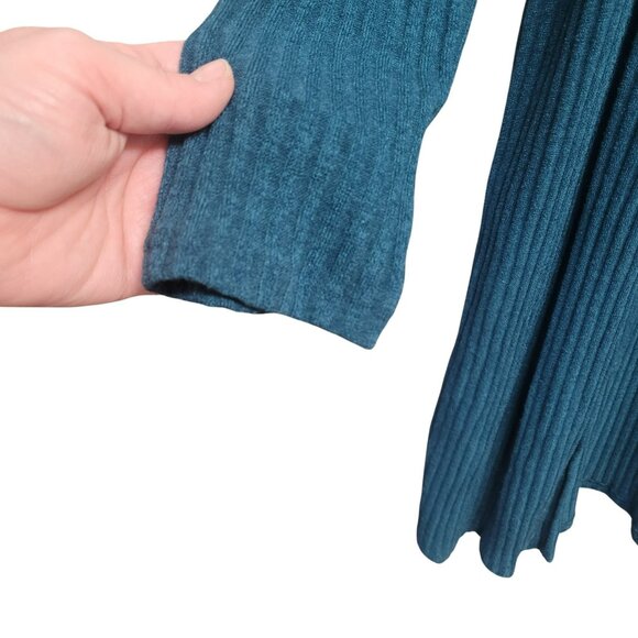 Zenobia Womens 2XL Cardigan Teal Blue Soft Ribbed Knit Side Slits Open Front - Picture 8 of 14